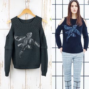 Sachin & Babi Black Flying Fish Cutout Sweater Top